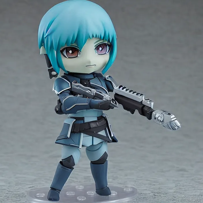 Prompt: destiny commander zavala, an anime nendoroid of commander zavala, figurine, light blue skin, detailed product photo