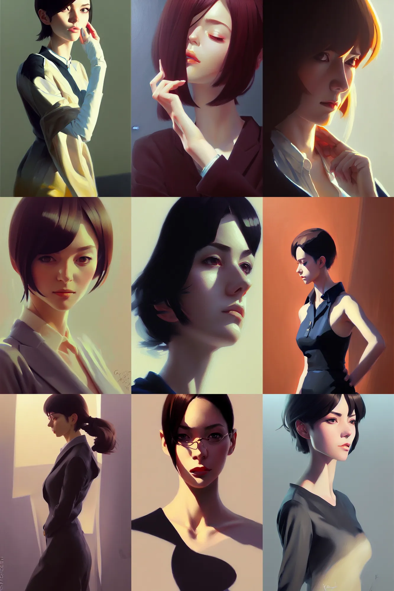 Prompt: very coherent, an ultradetailed beautiful painting of a stylish architect woman, oil painting, by ilya kuvshinov, greg rutkowski and makoto shinkai, artstation