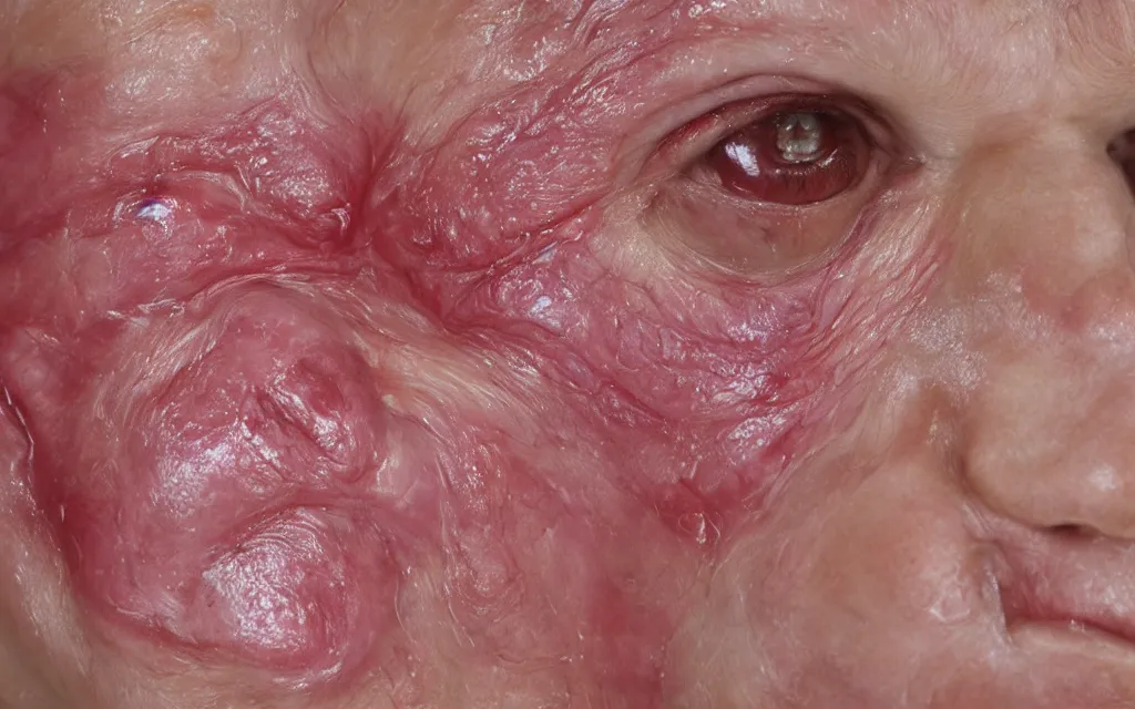 Prompt: human skin showing pores and veins, detailed, photographic