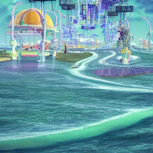 Prompt: photo of a solarpunk ocean city