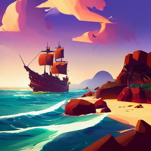 Image similar to painting treasure on sea of thieves game smooth median photoshop filter cutout vector, behance hd by jesper ejsing, by rhads, makoto shinkai and lois van baarle, ilya kuvshinov, rossdraws global illumination