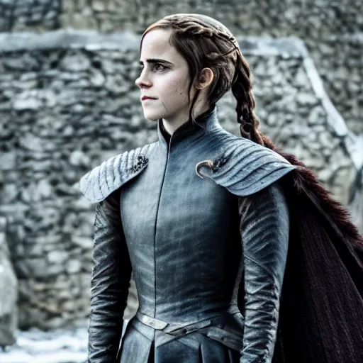 Prompt: A still of Emma Watson in Game of Thrones