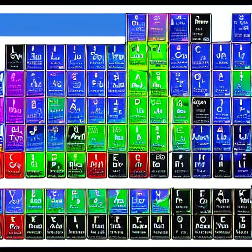 Prompt: what the periodic table would look like in a lucid dream