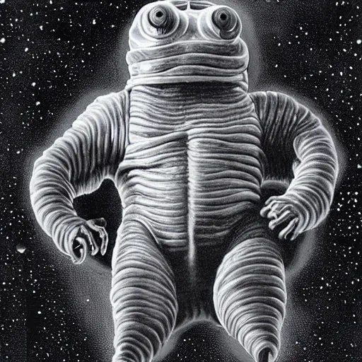 Image similar to the alien cosmic transcendent tardigrade that awaits you at the end of all of space and time. by les edwards and ansel adams