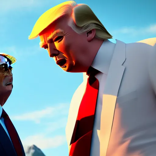 Image similar to Donald Trump with uwu girl body, realistic artstyle, wide shot, dramatic lighting, octane render, hyperrealistic, high quality, highly detailed, HD, beautiful, cinematic, 8k, unreal engine, facial accuracy, symmetrical