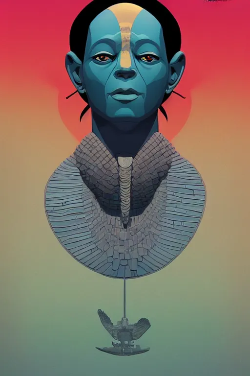 Prompt: poster artwork by michael whelan and tomer hanuka, a portrait of osiris, clean