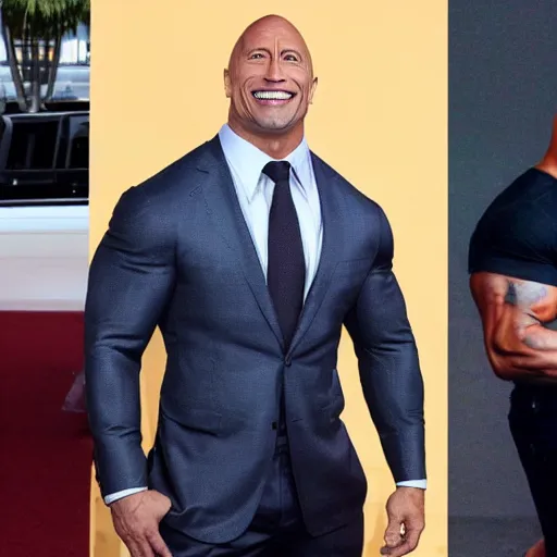 Prompt: photo of Dwayne Johnson no muscle, extremely skinny, anorexia