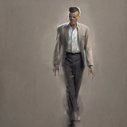 Image similar to a highly detailed epic cinematic concept art CG render digital painting artwork costume design: Frank Sinatra as a 1950s tired disillusioned poet, barefoot, thinking. volumetric lighting. By Greg Rutkowski, in the style of Francis Bacon and Syd Mead and Norman Rockwell and Beksinski, great attention to proper perfect anatomy, highly detailed, painted by Francis Bacon and Edward Hopper, painted by James Gilleard, surrealism, airbrush, Ilya Kuvshinov, WLOP, Stanley Artgerm, very coherent, triadic color scheme, realistic facial expression, art by Takato Yamamoto and James Jean