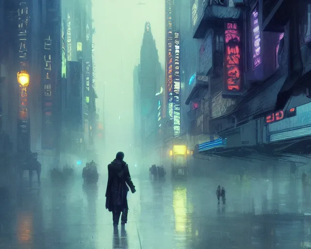 Image similar to 2 0 1 8 blade runner movie still girl look at the cityscape from roof perfect face fine realistic face pretty face neon puffy jacket blue futuristic sci - fi elegant by denis villeneuve tom anders zorn hans dragan bibin thoma greg rutkowski ismail inceoglu illustrated sand storm alphonse mucha