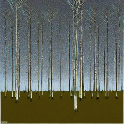 Prompt: tatsuo kiuchi birch forest
