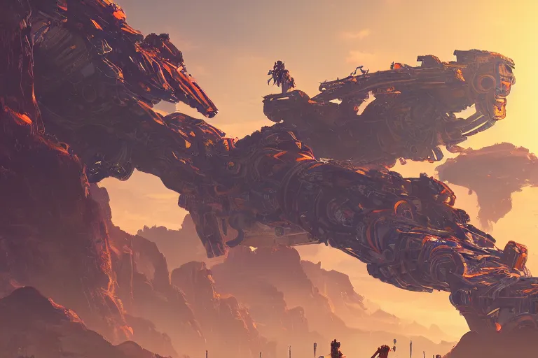 Image similar to slitherfang machine mecanical creature robot of horizon forbidden west horizon zero dawn radiating a glowing aura global illumination ray tracing hdr fanart arstation by ian pesty and alena aenami artworks in 4 k