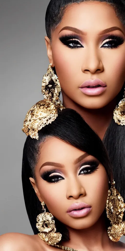 Prompt: a still nicki minaj beautiful face realistic render wide shot