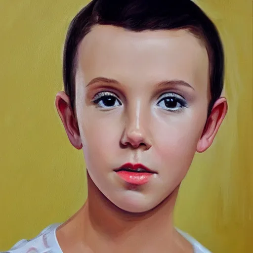Prompt: oil painting of millie bobby brown