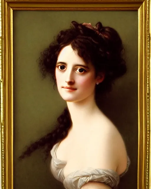 Image similar to portrait en buste of eva green vesper lynd vannessa ives by Hughes Merle, by Pierre Auguste Cot, perfectly detailed eyes, realistic fabric, abundant detail