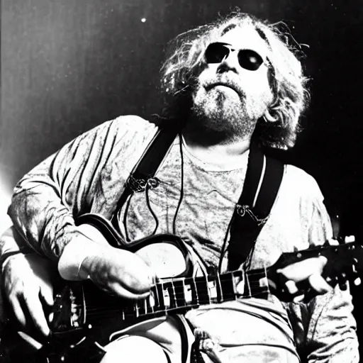 Prompt: Jerry Garcia playing guitar on the moon