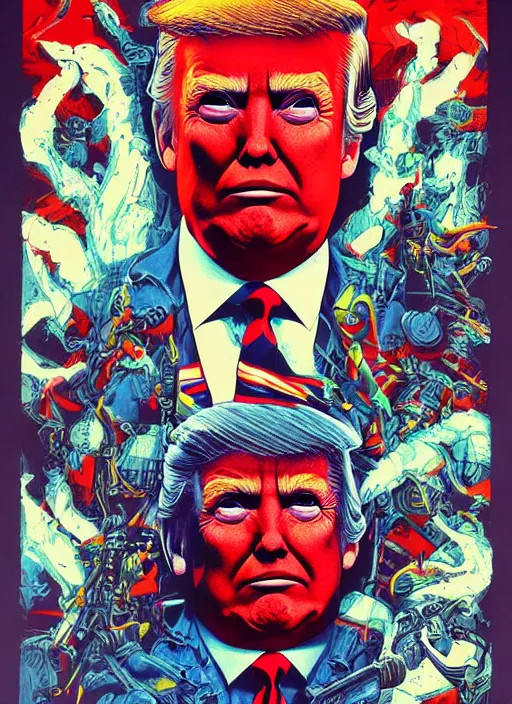 Prompt: donald trump as arseface, horror, high details, intricate details, by vincent di fate, artgerm julie bell beeple, 1 9 8 0 s, inking, vintage 8 0 s print, screen print
