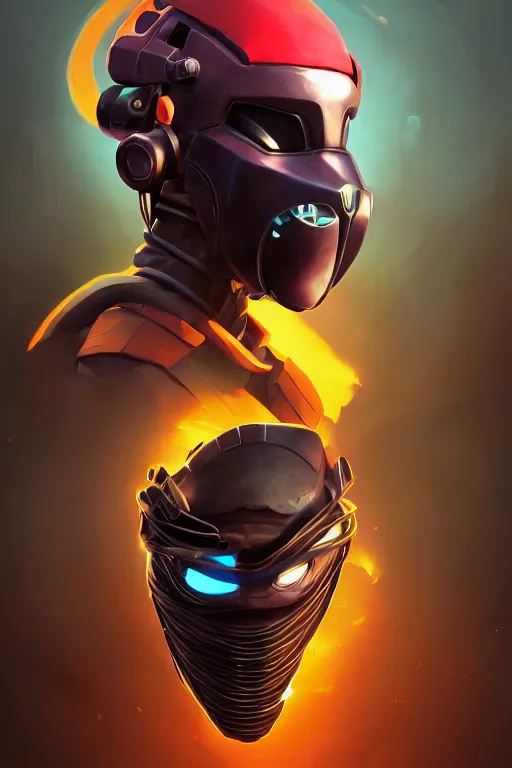 Image similar to epic mask helmet robot ninja portrait stylized as fornite style game design fanart by concept artist gervasio canda, behance hd by jesper ejsing, by rhads, makoto shinkai and lois van baarle, ilya kuvshinov, rossdraws global illumination radiating a glowing aura global illumination ray tracing hdr render in unreal engine 5