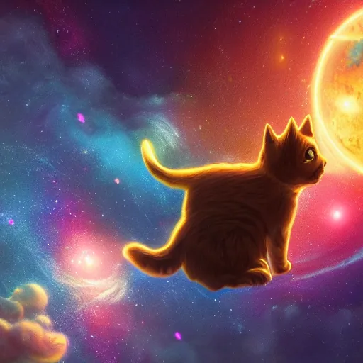 Prompt: cat in space, unreal engine, digital, artstation, detailed intricate illustration, heavenly atmosphere, digital art, overdetailed art, concept art, complementing colors, trending on artstation, cgstudio, the most beautiful image ever created, dramatic, subtle, details, award winning artwork, beautiful scenery