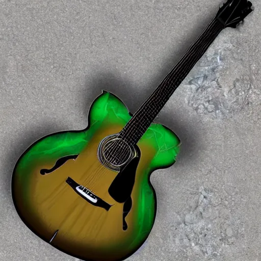 Prompt: a guitar made out of fractals, real life image, hd, high detail