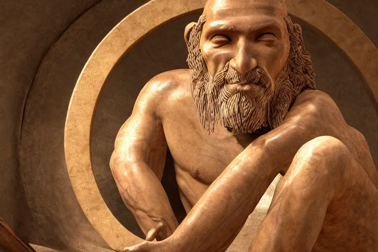 Prompt: 3 5 0 0 bc man inventing the wheel, highly detailed, photorealistic portrait, bright studio setting, studio lighting, crisp quality and light reflections, unreal engine 5 quality render