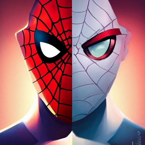 Image similar to face icon stylized minimalist spiderman, loftis, cory behance hd by jesper ejsing, by rhads, makoto shinkai and lois van baarle, ilya kuvshinov, rossdraws global illumination