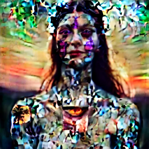 Image similar to photographic portrait of a stunningly beautiful renaissance replicant android with glitch art tattoos female in soft dreamy light at sunset, contemporary fashion shoot, by edward robert hughes, annie leibovitz and steve mccurry, david lazar, jimmy nelsson, breathtaking, 8 k resolution, extremely detailed, beautiful, establishing shot, artistic, hyperrealistic, beautiful face, octane render