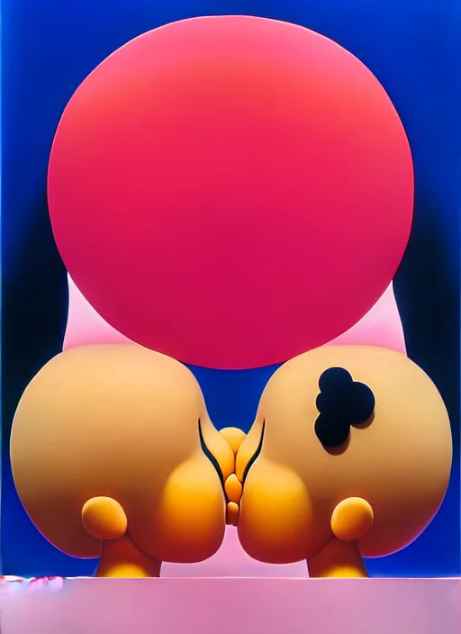 Image similar to kissing by shusei nagaoka, kaws, david rudnick, airbrush on canvas, pastell colours, cell shaded!!!, 8 k