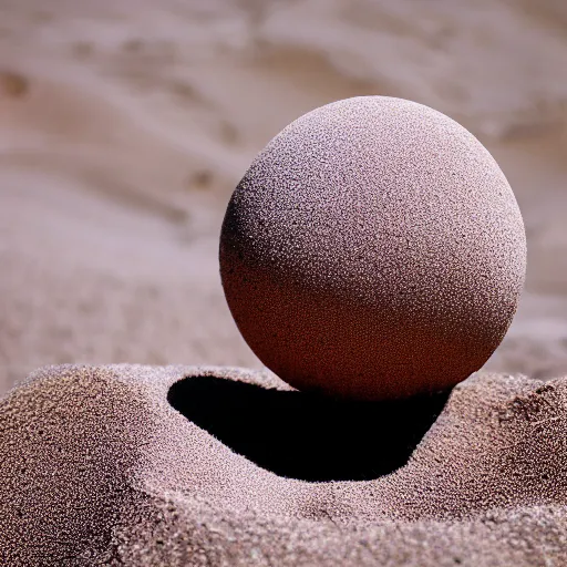 Image similar to A sphere made of sand levitating over glowing lava