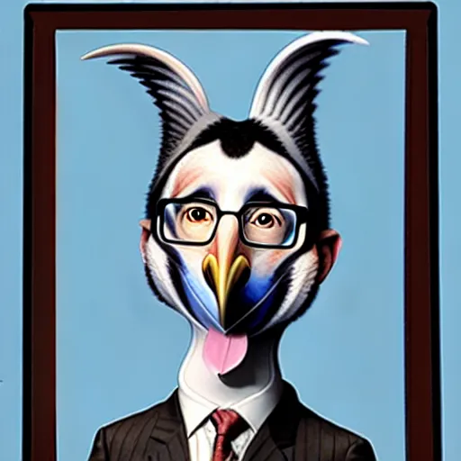 Prompt: john oliver as a bird fursona, by greg staples, furry, digital art