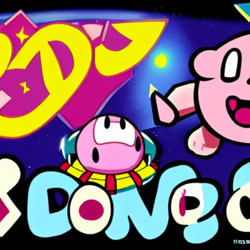 Prompt: kirby consuming the universe, kirby's dreamland as a horror movie