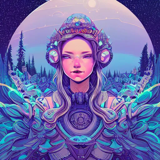 Image similar to ethereal cybernetic princess in the mountains, extremely detailed, sharp focus, wide view, full body shot, smooth, digital illustration, by lisa perrin!!!!, dan mumford, james jean, mcbess!!!!!!! by rossdraws, frank franzzeta, sakimichan