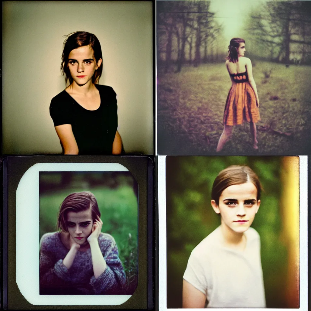Prompt: color polaroid lomography of Emma Watson by Andrei Tarkovsky