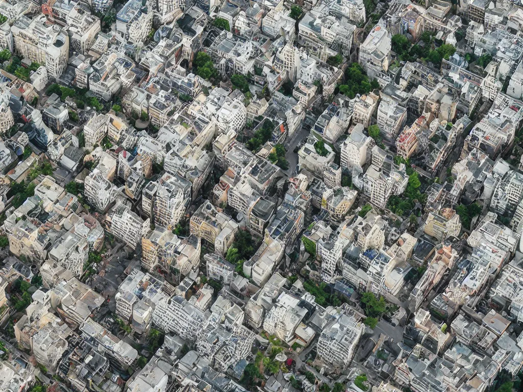 Image similar to drone view of a city, Brutalist architecture,sharp focus,telephoto lens,digital art 4k