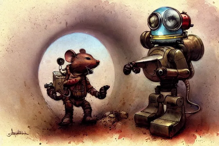 Image similar to adventurer ( ( ( ( ( 1 9 5 0 s retro future robot mouse underground tunneling machine. muted colors. ) ) ) ) ) by jean baptiste monge!!!!!!!!!!!!!!!!!!!!!!!!! chrome red