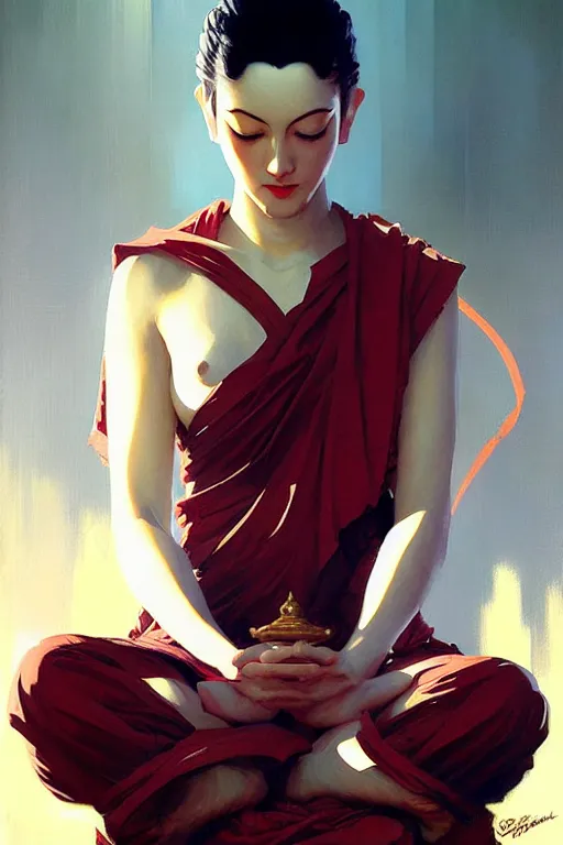 Image similar to buddhism, futurism, painting by greg rutkowski, j. c. leyendecker, artgerm