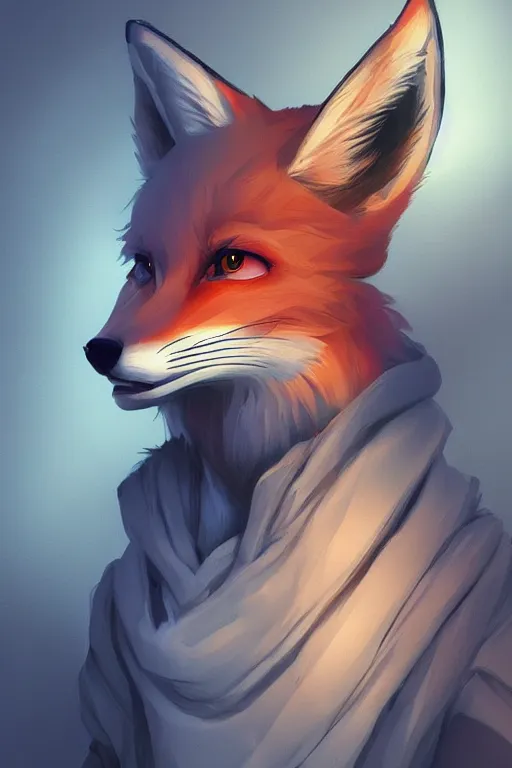 Image similar to a fox fursona, trending on artstation, by kawacy, furry art, digital art, cyberpunk, high quality, backlighting