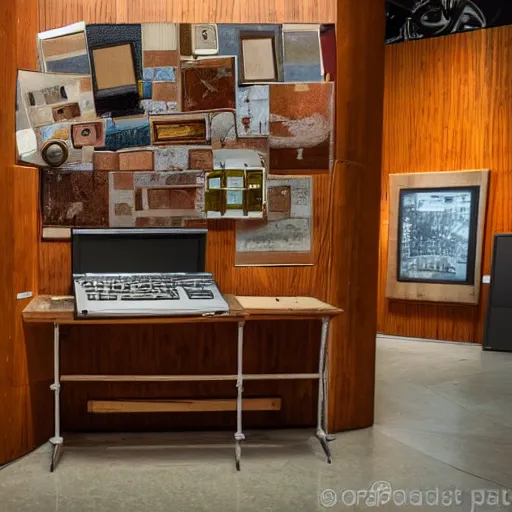 Image similar to photo of fragmented Old Computer made of Wood, Wood!! (EOS 5DS R, ISO100, f/8, 1/125,postprocessed) in a Museum