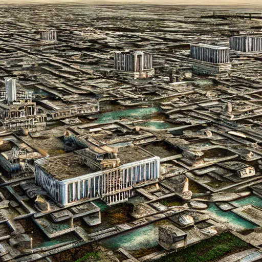 Image similar to a huge abandoned city, 4 k, photorealistic, digital image, sharp details, hd