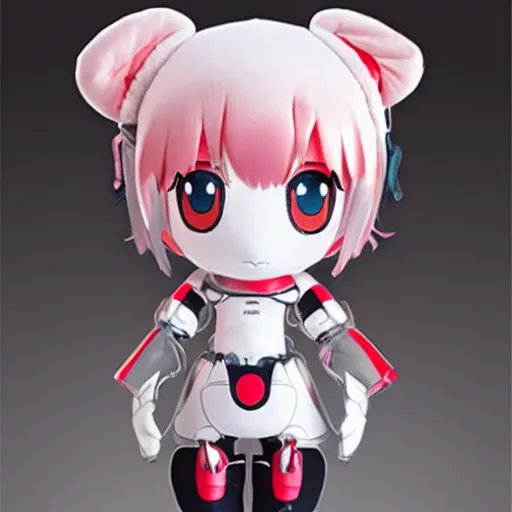 Image similar to cute fumo plush of a chibi robot guardian girl, anime girl