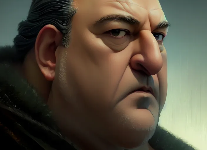 Prompt: a film still portrait of tony soprano elven king, finely detailed features, closeup of face, cinematic lighting, perfect art, night cyberpunk city, intricate, anime, gapmoe grimdark, artstation, trending on pixiv fanbox, painted by greg rutkowski makoto shinkai takashi takeuchi studio ghibli, akihiko yoshida, 4 k