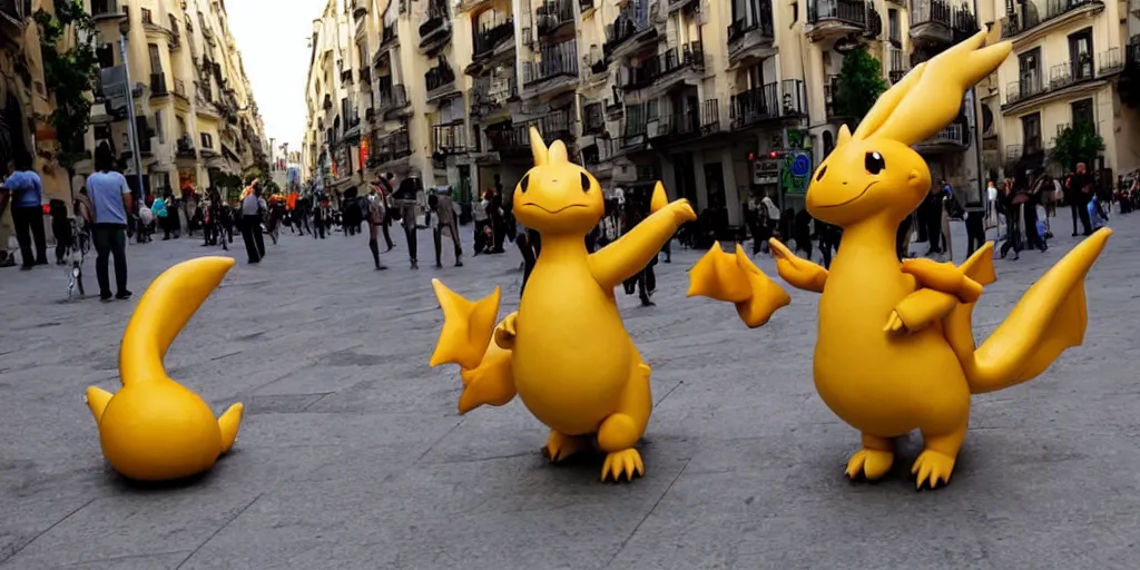 Image similar to Dragonite Pokemon visits Madrid,