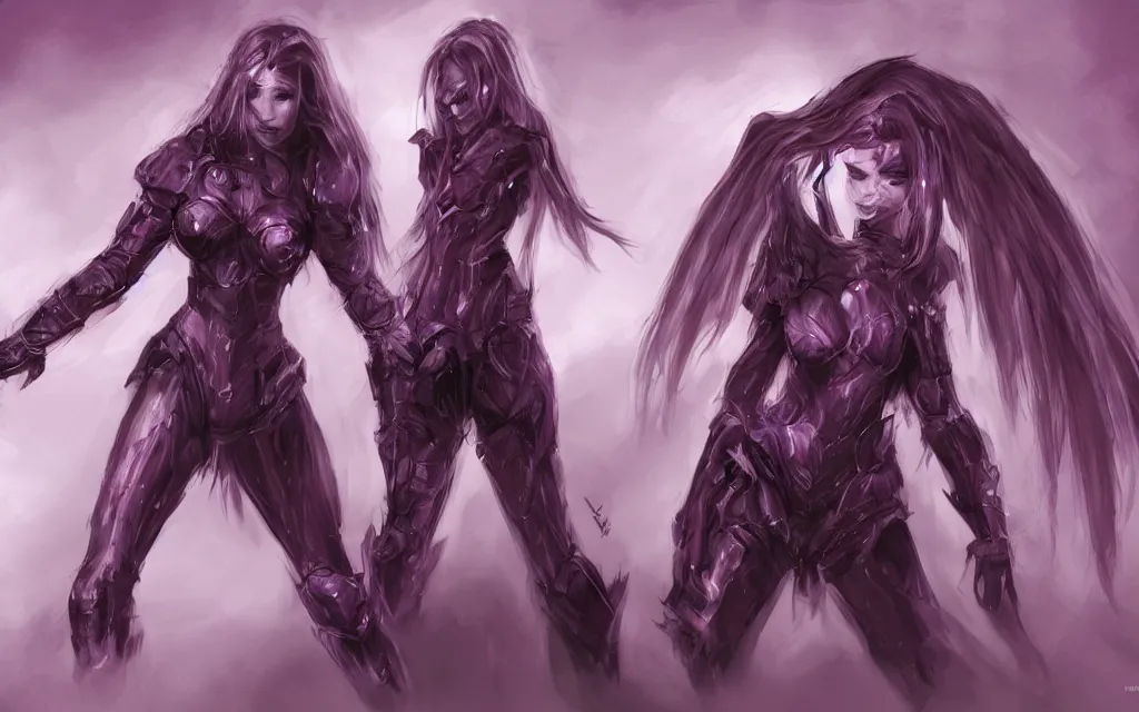 Image similar to valorant, concept art, purple, female, HD,