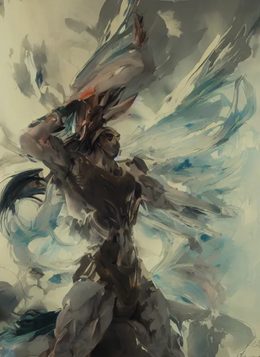 Image similar to surreal gouache gesture painting, by yoshitaka amano, by ruan jia, by Conrad roset, by good smile company, detailed anime 3d render of a gesture draw pose for Saint Seiya, portrait, cgsociety, artstation, gesture draw, rococo mechanical, Digital reality, sf5 ink style, dieselpunk atmosphere, gesture drawn