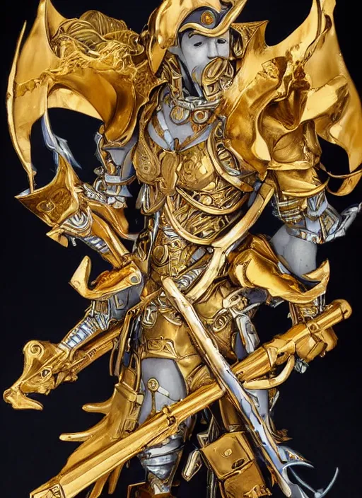 Prompt: gold paladin, james jean style, claymation style,