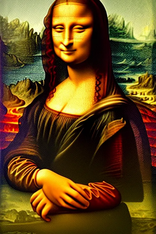 Prompt: mona lisa in the style of pointillism