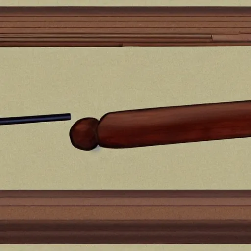 Image similar to painting of a longbow by itself on a weapons rack