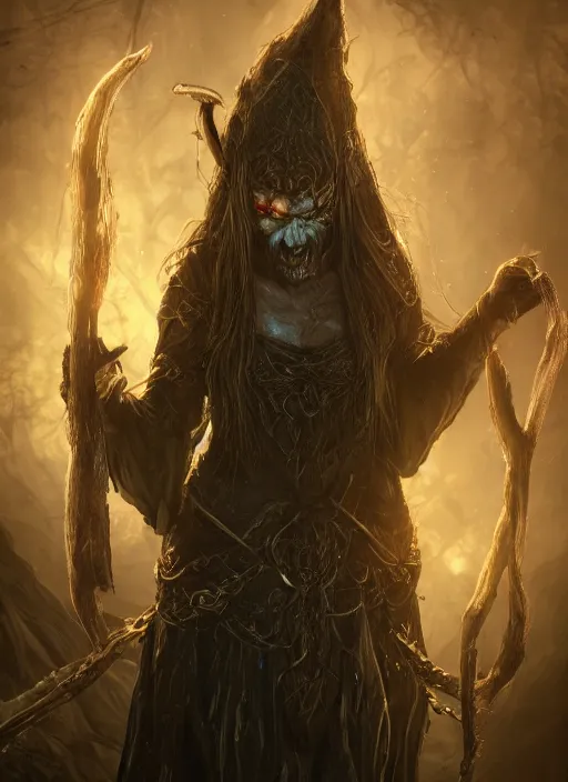 Image similar to wretched old witch, ultra detailed fantasy, elden ring, realistic, dnd character portrait, full body, dnd, rpg, lotr game design fanart by concept art, behance hd, artstation, deviantart, global illumination radiating a glowing aura global illumination ray tracing hdr render in unreal engine 5