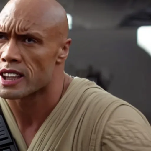 Image similar to still frame of the rock cosplaying as leah from star wars