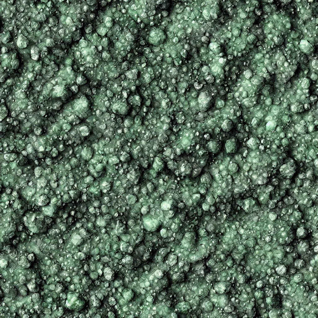 Image similar to long green crystals sticking out of the rock surface, detailed ground terrain albedo texture, flat, 2 d texture, seamless