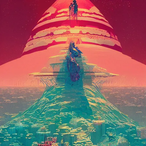 Prompt: illustration of something in mind by Victo Ngai and James Gilleard and Bruce Pennington